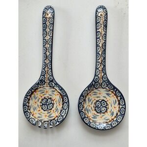 Temp-tations Salad Servers Old World Floral Blue Ceramic OS Blue